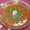 Томатный суп с мидиями и крутонами