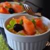 Салат с крупой , маслинами и копченой семгой