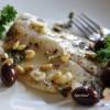 Рыба с оливками, кедровыми орешками,базиликом и вином