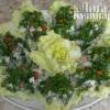 Салат мясной с редисом на капустных листьях