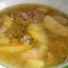 Овощной суп со свининой в горшочках