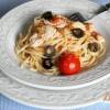 Спагетти с индейкой и маслинами