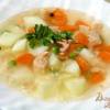 Овощной суп с лососем