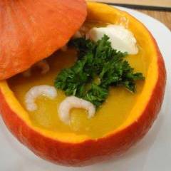 фото рецепта Тыквенный суп с креветками