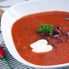 фото рецепта Острый томатный суп с фасолью