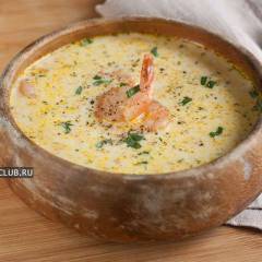 фото рецепта Сырный суп с креветками