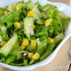 фото рецепта Салат из огурцов, капусты и кукурузы
