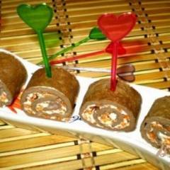 фото рецепта Печеночные рулетики с морковью по-корейски