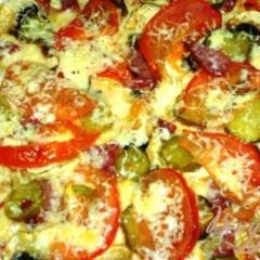 фото рецепта Пицца с шампиньонами и салями